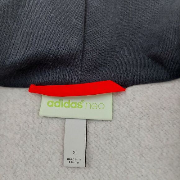Adidas Neo Full Zip Hoodie Womens Small Gray Orange Athletic Long Sleeve Cozy - Picture 8 of 8